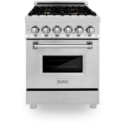 24 Inch Freestanding Dual Fuel Range - Front view