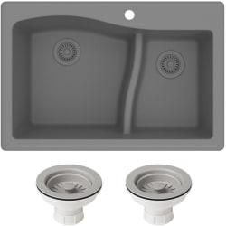 33 Inch Dual Mount Double Bowl Granite Kitchen Sink  - Front view