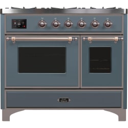 40 Inch Freestanding Dual Fuel Range - Majestic II 40 Inch Dual Fuel Natural Gas Freestanding Range in Blue Grey with Bronze Trim view