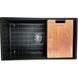 33 Inch Reversible Workstation Farmhouse Fireclay Sink - 33 Inch Workstation FireClay Apron view