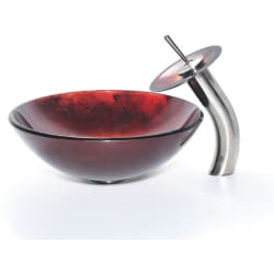 17 Inch Galaxy Fire Red Glass Vessel Sink Combination - Kraus Faucet view