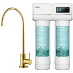 Purita™ 2-Stage Under-Sink Filtration System  - 2-Stage Under-Sink Filtration System with Single Handle Drinking Water Filter Faucet in Brushed Brass view