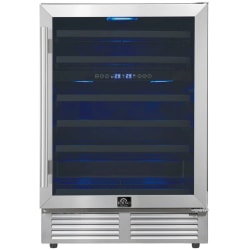 24 Inch Undercounter Dual Zone Wine Cooler  - Bacchino 24 Inch Wine Cooler, Stainless Steel, with LED Lighting, Triple Glass Door, 51 Bottle Capacity, Built-In or Freestanding view
