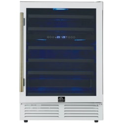 24 Inch Undercounter Dual Zone Wine Cooler  - Bacchino 24 Inch Wine Cooler, White with Antique Brass Handles, with LED Lighting, Triple Glass Door, 51 Bottle Capacity, Built-In or Freestanding view