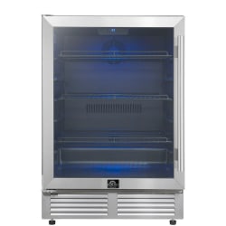 24 Inch Freestanding/Built-In Undercounter Beverage Center  - Frescolino 24 Inch Beverage Cooler, Stainless Steel, with LED Lighting, Triple Glass Door, 188 Can Capacity, Built-In or Freestanding view