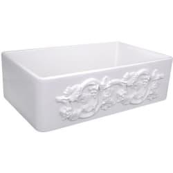 30-Inch Farmhouse Fireclay Sink - 30-Inch Farmhouse Fireclay Sink with Grapes Apron view