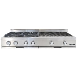 48 Inch Gas Rangetop  - 48 Inch Gas Rangetop with 4 Sealed Burners &amp; 24" BBQ Grill view