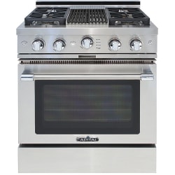 30 Inch Freestanding Gas Range  - 30-Inch Grand Chef Gas Range in Stainless Steel with 4 Sealed Burners & Grill view