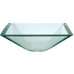 16 1/2 Inch Aquamarine Square Clear Glass Vessel Sink - Square Glass Vessel Sink view