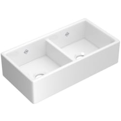 35 Inch Double Bowl Apron Front Fireclay Kitchen Sink  - 35 Inch Shaker Double Bowl Apron Front Fireclay Kitchen Sink view