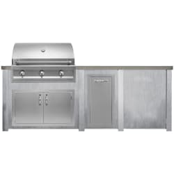 8 Ft. Outdoor Kitchen Island  - Haven 8 Ft. Outdoor Kitchen Island w/ Artisan 36-Inch Grill, Access Doors, Trash Center & Plain Panel view
