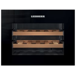 24 Inch Built-in Wine Cooler  - 24" Fully Integrated Wine Cooler in Black with 18 Bottle Capacity and Push-to-Open Drop-Down Door view