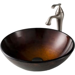 16 1/2 Inch Copper Illusion Glass Vessel Sink - Brushed Nickel view