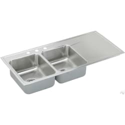 48 Inch Drop-In Double Bowl Stainless Steel Sink - Featured View view