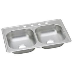 33 Inch Drop-In Double Bowl Stainless Steel Sink  - Sink view
