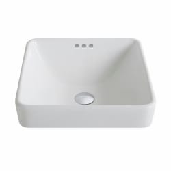 16 Inch Semi Recessed Ceramic Bathroom Sink  - Front View view