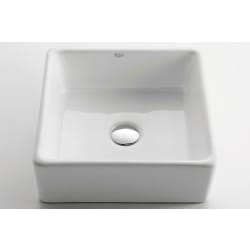 15 Inch White Square Ceramic Sink - White Ceramic Sink view