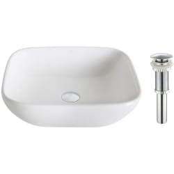 18 Inch Top-Mount Ceramic Vessel Sink and Drain Combo - 16.14" Single Bowl Ceramic Vessel Sink with 5.51" Depth view