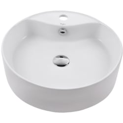18 1/2 Inch White Round Ceramic Sink - Front View view