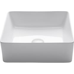 15 Inch Square Porcelain Ceramic Vessel Bathroom Sink - Front View view
