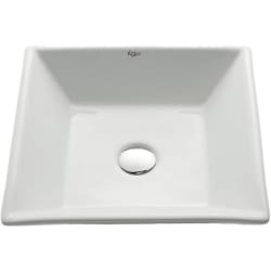 17 Inch White Square Ceramic Sink - Feature View view