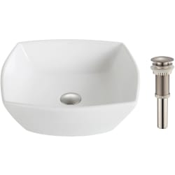 16 1/2 Inch Top-Mount Square Ceramic Vessel Sink and Drain Combo - 16.5" Top Mount Single Bowl Vessel Sink with 5.5" Depth view
