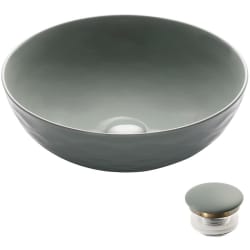 16 Inch Countertop Single Bowl Grey Porcelain Ceramic Bathroom Sink - Front View view