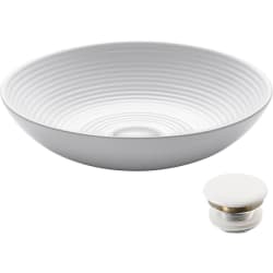 16 Inch Countertop Single Bowl Round White Porcelain Ceramic Vessel Bathroom Sink - Front View view