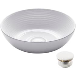 13 Inch Countertop Single Bowl Round White Porcelain Ceramic Vessel Bathroom Sink - Front View view