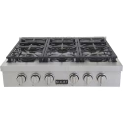 36 Inch Gas Rangetop  - 36 Inch Gas Rangetop in Front View view