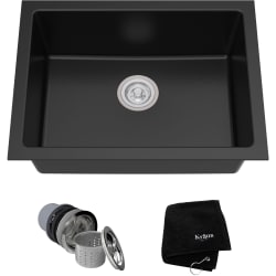 24 Inch Dual Mount Single Bowl Granite Kitchen Sink  - Main View view