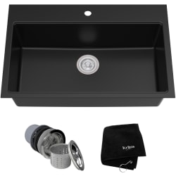 31 Inch Dual Mount Single Bowl Granite Kitchen Sink - Main View view