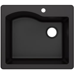 25 Inch Dual Mount Single Bowl Granite Kitchen Sink - Black Main View view