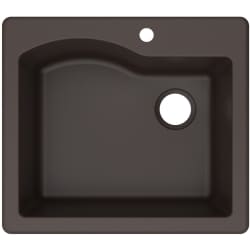 25 Inch Dual Mount Single Bowl Granite Kitchen Sink - Brown Main View view