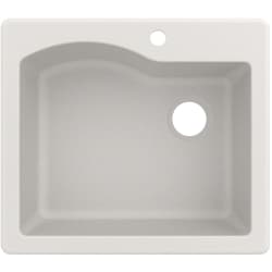 25 Inch Dual Mount Single Bowl Granite Kitchen Sink - White Main View view