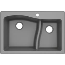 33 Inch Dual Mount 60/40 Double Bowl Granite Kitchen Sink  - Grey Main View view