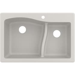 33 Inch Dual Mount 60/40 Double Bowl Granite Kitchen Sink - White Main View view