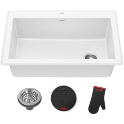 33 Inch Undermount Single Bowl Kitchen Sink  - 33” Granite Drop In / Undermount Single Bowl White Kitchen Sink view