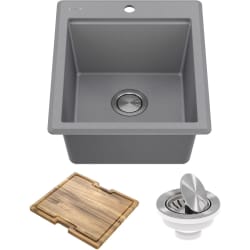 18 Inch Workstation Drop-In Top Mount Single Bowl Kitchen Sink - 18 Inch Workstation Drop-In Top Mount Single Bowl Kitchen Sink with Accessories view