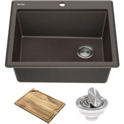 25 Inch Workstation Drop-In Top Mount Single Bowl Kitchen Sink - 25 Inch Workstation Drop-In Top Mount Single Bowl Kitchen Sink with Accessories view