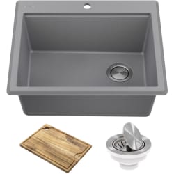 25 Inch Workstation Drop-In Top Mount Single Bowl Kitchen Sink - 25 Inch Workstation Drop-In Top Mount Single Bowl Kitchen Sink with Accessories view