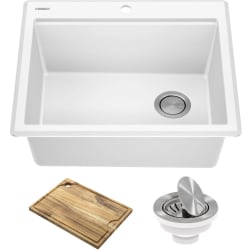 25 Inch Workstation Drop-In Top Mount Single Bowl Kitchen Sink - 25 Inch Workstation Drop-In Top Mount Single Bowl Kitchen Sink with Accessories view