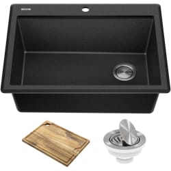 28 Inch Workstation Drop-In Top Mount Single Bowl Kitchen Sink  - 28 Inch Workstation Drop-In Top Mount Single Bowl Kitchen Sink with Accessories view