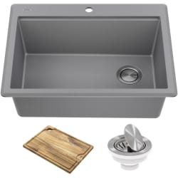 28 Inch Workstation Drop-In Top Mount Single Bowl Kitchen Sink - 28 Inch Workstation Drop-In Top Mount Single Bowl Kitchen Sink with Accessories view