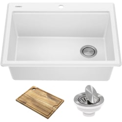 28 Inch Workstation Drop-In Top Mount Single Bowl Kitchen Sink - 28 Inch Workstation Drop-In Top Mount Single Bowl Kitchen Sink with Accessories view