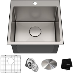 18 Inch Drop-In Stainless Steel Kitchen Sink Kit - 18" Drop In / Top Mount 16 Gauge Single Bowl Bar Stainless Steel Kitchen Sink view