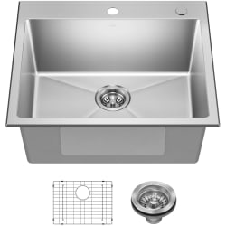 25 Inch Drop-In Single Bowl Kitchen Sink  - 25” Drop In / Top Mount Laundry Utility Single Bowl 18-Gauge Stainless Steel Kitchen Sink view
