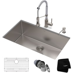 30 Inch Undermount Kitchen Sink - 30" Undermount Kitchen Sink w/ BoldenCommercial Pull-Down Faucet and Soap Dispenser in Stainless Steel/Chrome view