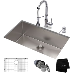 32 Inch Undermount Kitchen Sink - 32" Undermount Kitchen Sink w/ Bolden Commercial Pull-Down Faucet and Soap Dispenser in Chrome view