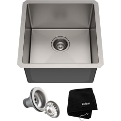 17 Inch Undermount Stainless Steel Kitchen Bar Sink - 17" Undermount Single Bowl 16 Gauge Stainless Steel Bar Kitchen Sink with Accessories view